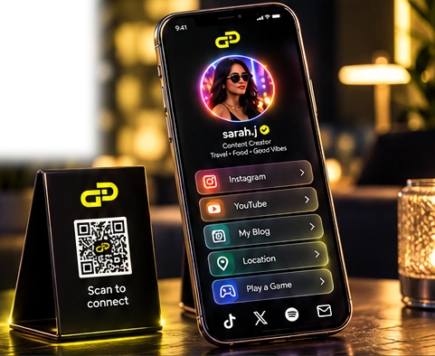 A personalized AuraMenu profile and QR code